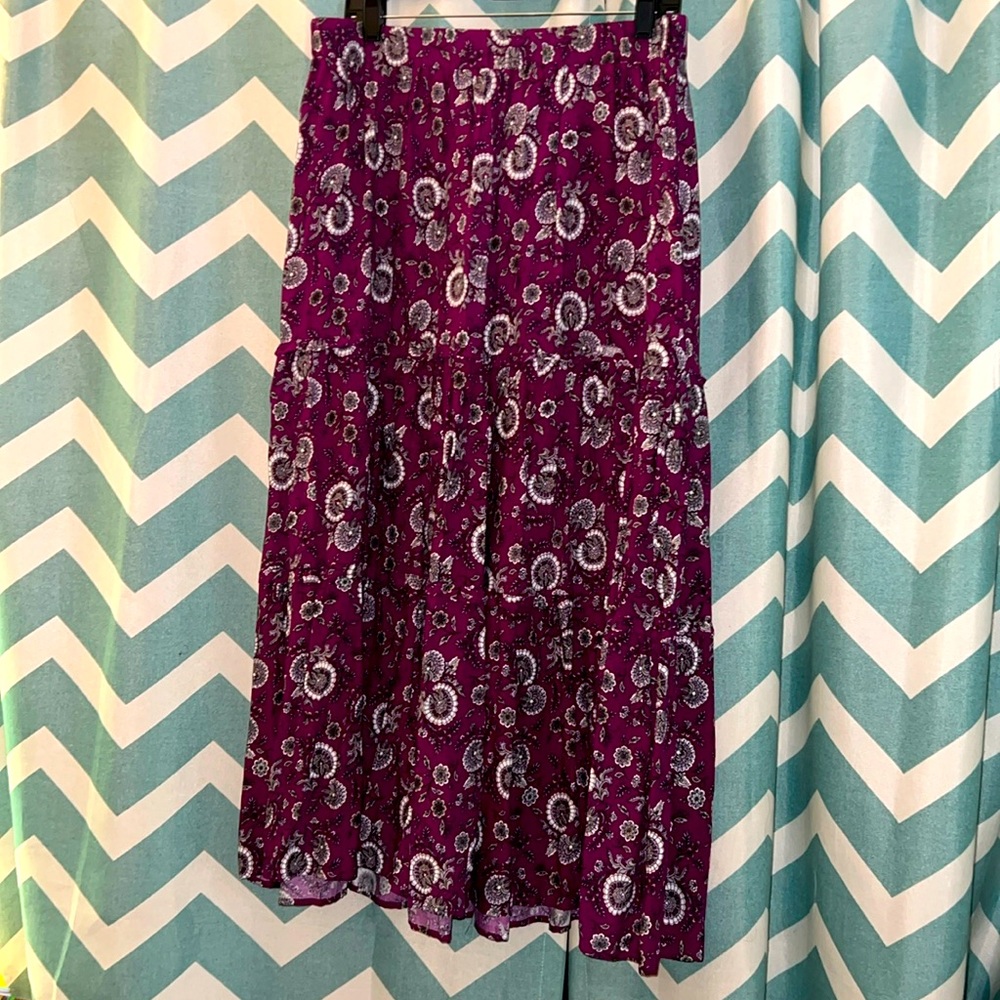 NWT Lane Bryant Purple Maroon Floral Maxi Skirt